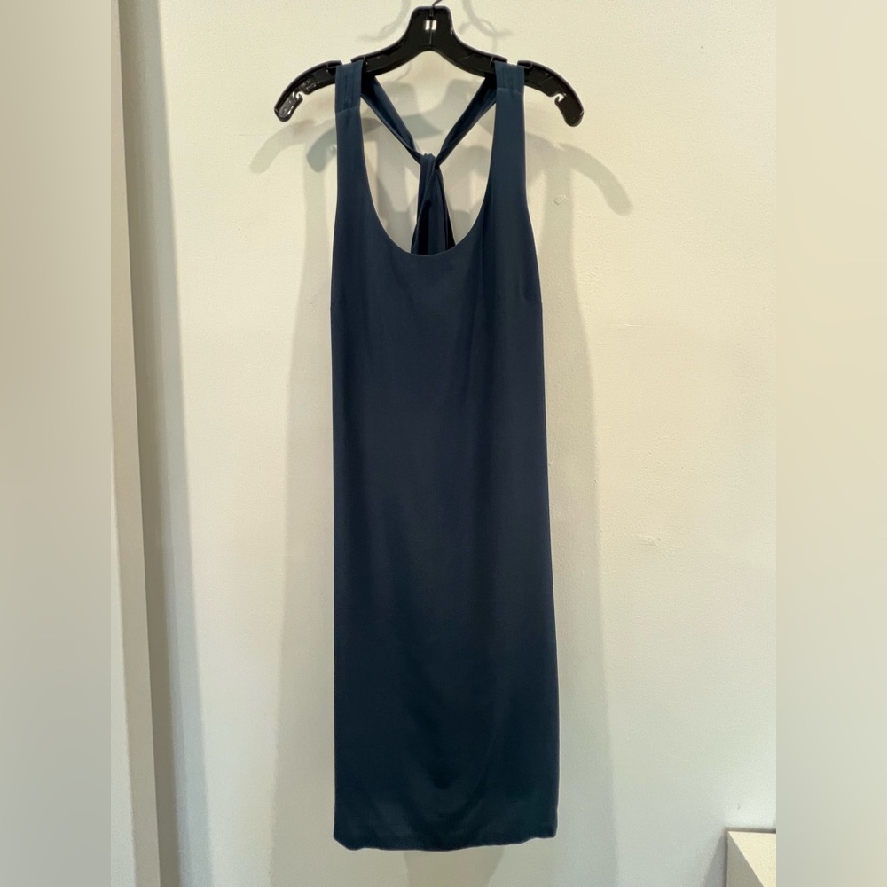 J. Crew Navy Back-Twist Midi Dress